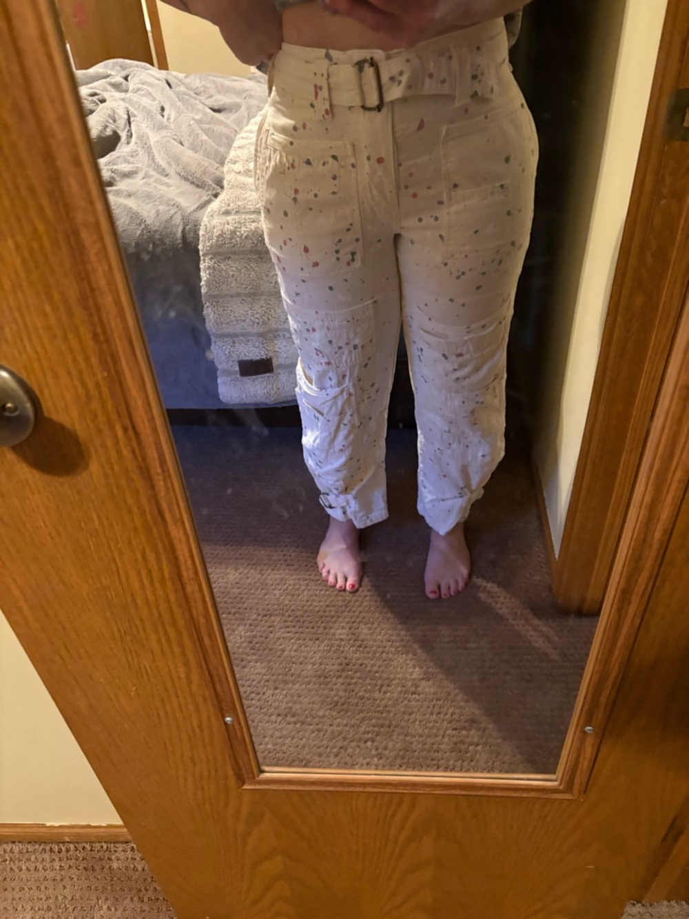 Free People ecru painter pant size 0 very oversized read retail $228 - Picture 12 of 13